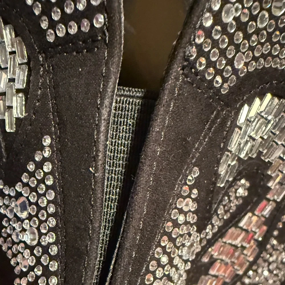 INC International Concepts NWT Sz 6.5 Black Rhinestone Embellished Boots (SH150) - Picture 12 of 15